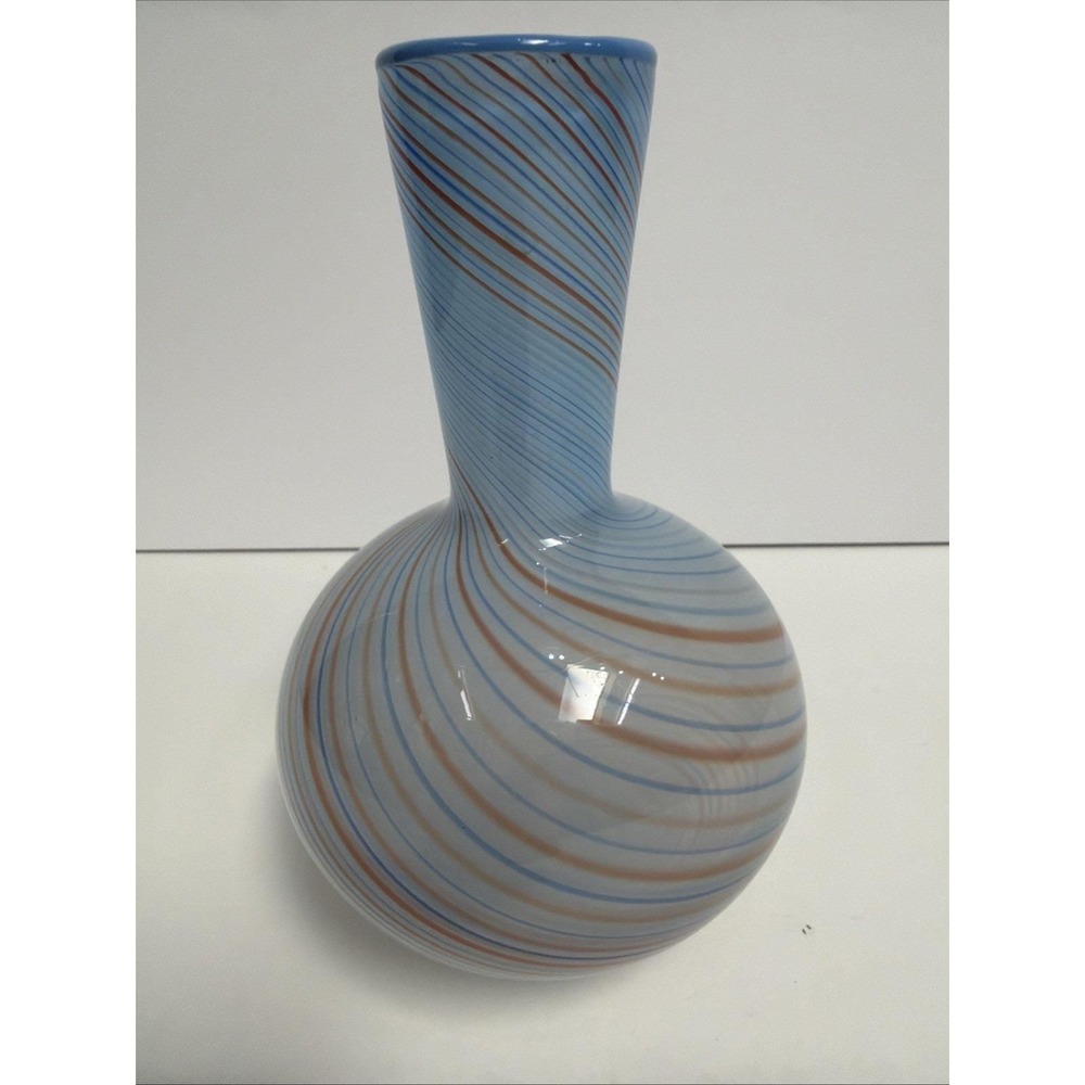 Dansk‎ International Vintage 1970s Mezza Filigrana Swirl Opaline Art Glass Vase